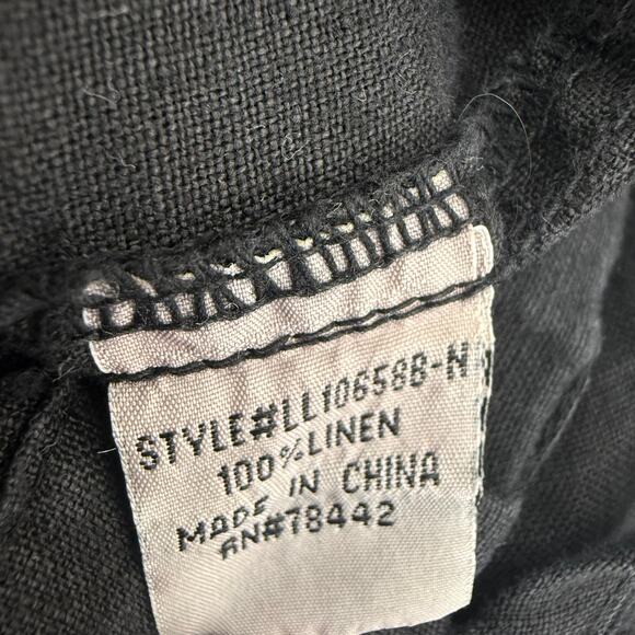 Allen Allen Womens Straight Leg 100% Linen Drawstring Pull-On Black Pants XS - Picture 8 of 9